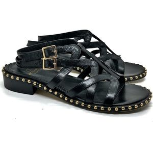 𝘈𝘋𝘙𝘐𝘈𝘕𝘕𝘈 𝘗𝘈𝘗𝘌𝘓𝘓 Black Strappy Leather Gladiator Sandals